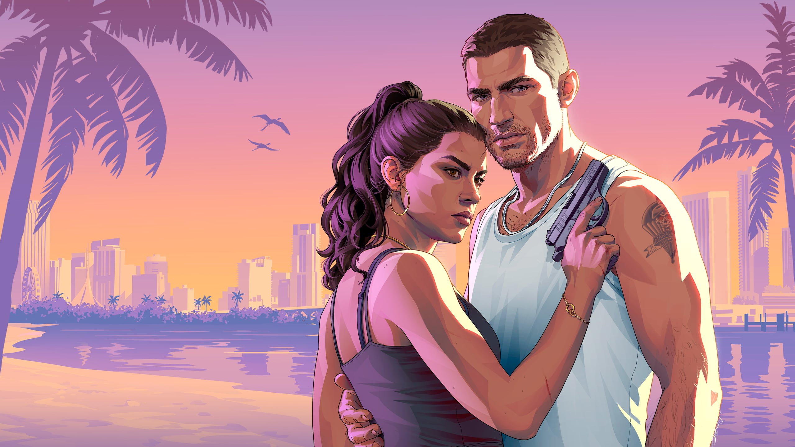 Jason und Lucia am Strand von Vice City